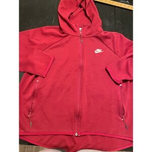 Nike Sportswear Tech Fleece Full Zip Hoodie Dark Red Burgundy XL Womens Raglan
